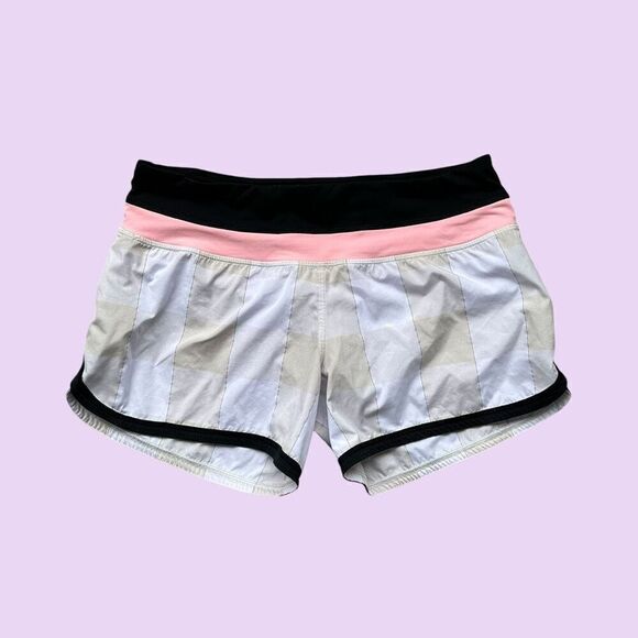 Lululemon‎ Groovy Run Short Gingham Tan Pink Black Size 6 - Picture 1 of 7
